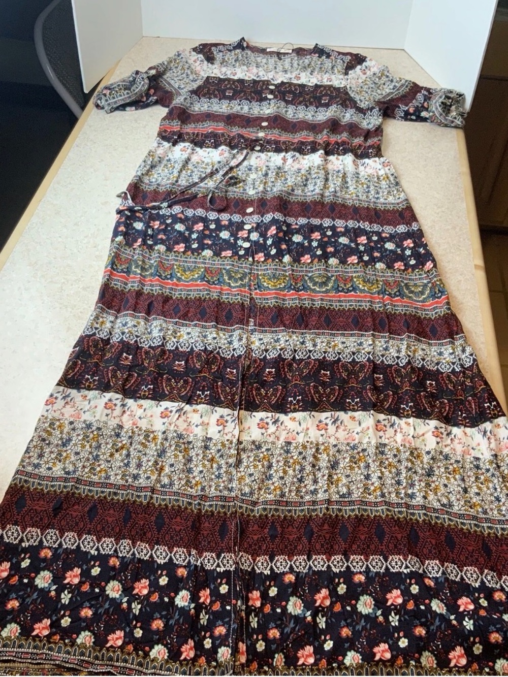 Tiered Floral Maxi Dress in Multi-Color